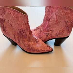 Pink Embroidered Women's Boots